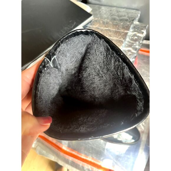 Stuart Weitzman 40/9.5 Quilted Metallic Rain Boots Black Faux Fur Lined - Picture 8 of 13